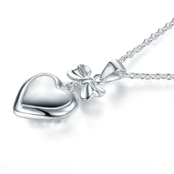 Kids Girl Ribbon Heart Pendant Necklace - Image 2