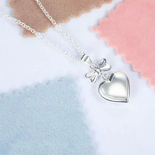 Kids Girl Ribbon Heart Pendant Necklace - Image 5