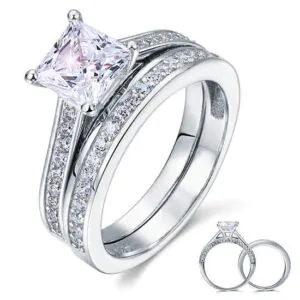 1.5 Carat Princess Cut Created Diamond 2-Pcs
