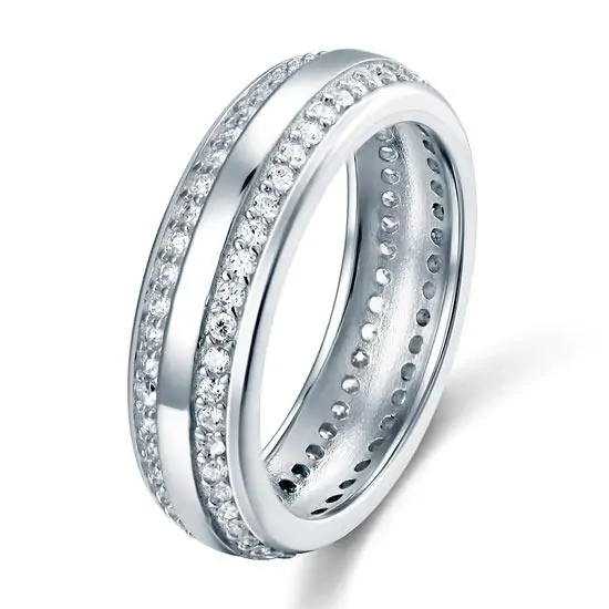 Created Diamond Solid Sterling 925 Silver Ring - Image 3