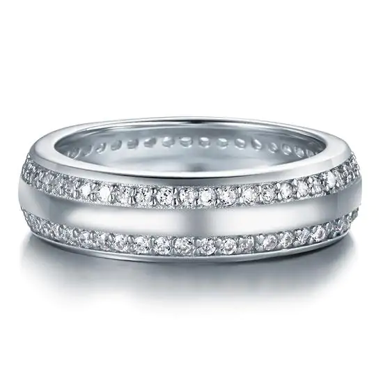 Created Diamond Solid Sterling 925 Silver Ring - Image 2
