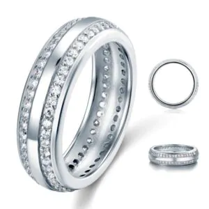 Created Diamond Solid Sterling 925 Silver Ring