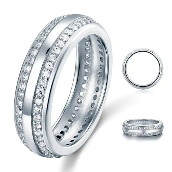 Created Diamond Solid Sterling 925 Silver Ring