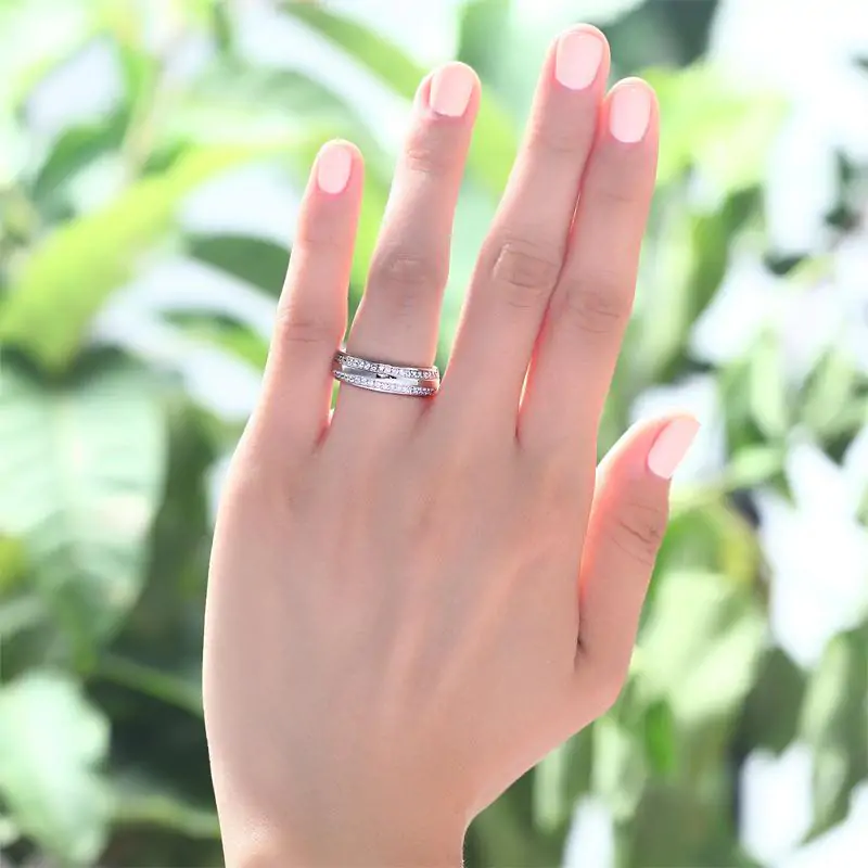 Created Diamond Solid Sterling 925 Silver Ring - Image 5
