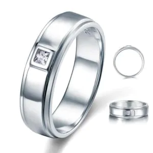 Bezel Setting Men's Solid Sterling Ring