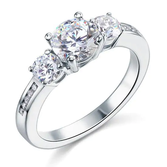 3 Stone Created Diamond Ring - Image 4