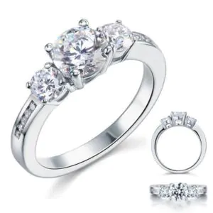 3 Stone Created Diamond Ring