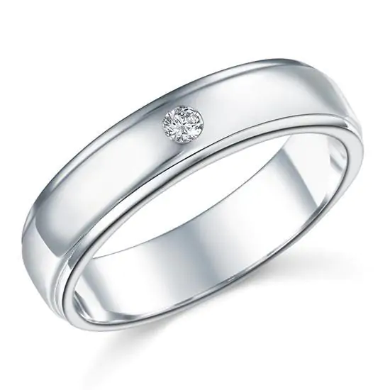 Men's Wedding Band Solid Sterling Silver Ring - Image 3