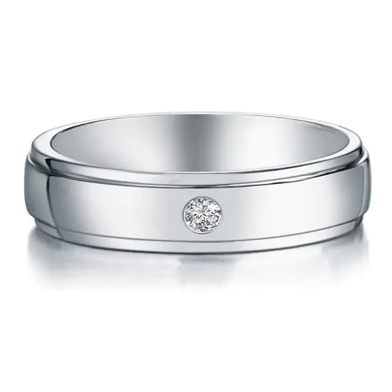 Men's Wedding Band Solid Sterling Silver Ring - Image 2