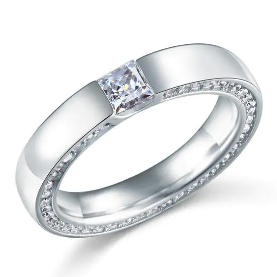 Princess Cut Created Diamond Solid Sterling 925 Silver Ring - Image 3