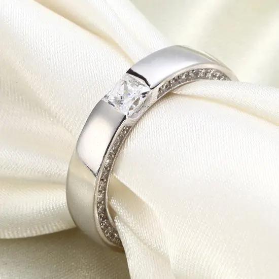 Princess Cut Created Diamond Solid Sterling 925 Silver Ring - Image 5