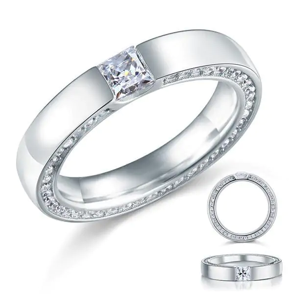 Princess Cut Created Diamond Solid Sterling 925 Silver Ring