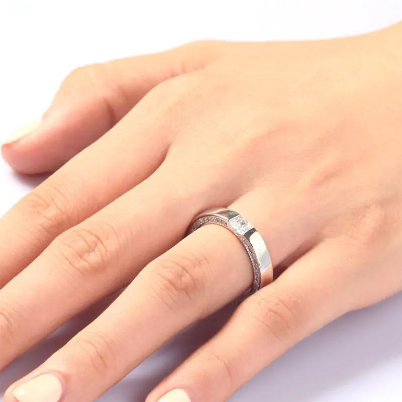 Princess Cut Created Diamond Solid Sterling 925 Silver Ring - Image 7