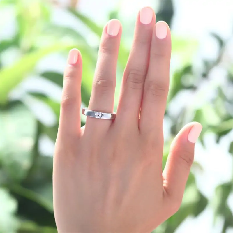 Princess Cut Created Diamond Solid Sterling 925 Silver Ring - Image 6