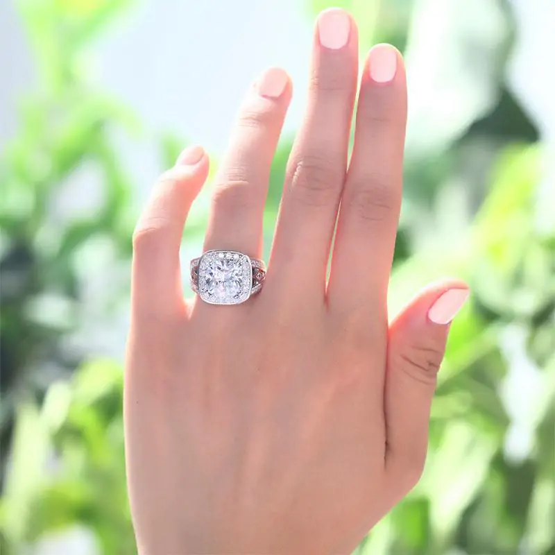 Art Deco Vintage Style 4 Carat Cushion Created Diamond Ring - Image 5