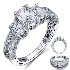 Vintage Style 2 Carat Created Diamond Ring
