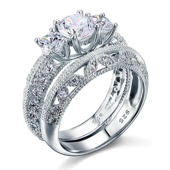 Vintage Style Victorian Art Deco 1.5 Carat Created Diamond 2-Pcs - Image 5