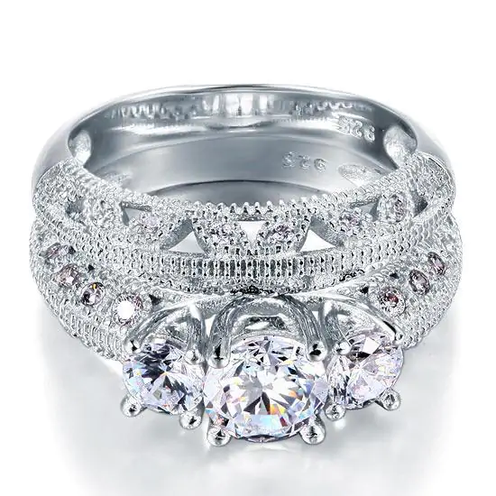 Vintage Style Victorian Art Deco 1.5 Carat Created Diamond 2-Pcs - Image 3