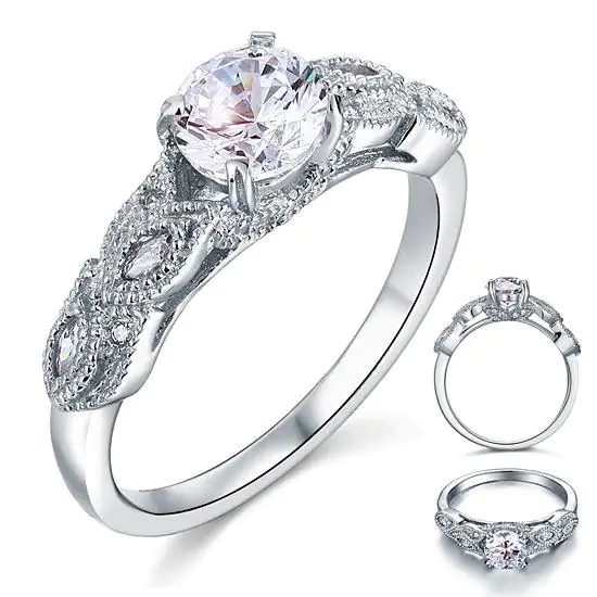 Vintage Style 1 Ct Solid 925 Sterling Silver Ring