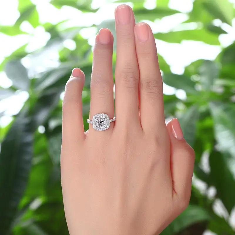 Solid 925 Sterling Silver Ring 3 Carat Cushion Cut - Image 5