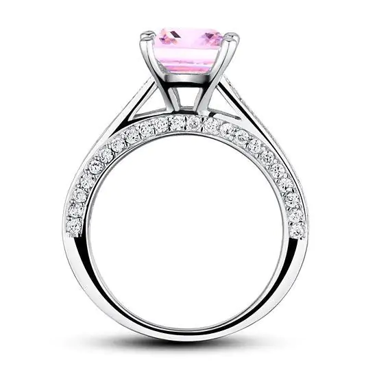 1.5 Carat Princess Cut Pink Created Diamond Ring - Image 3