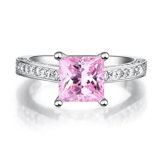 1.5 Carat Princess Cut Pink Created Diamond Ring - Image 2