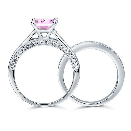 1.5 Carat Princess Cut 2-Pc Pink Created Diamond Set - Image 3