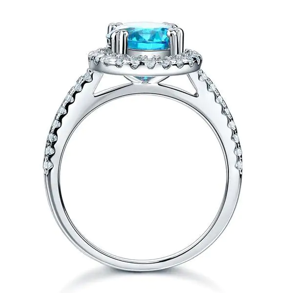 Halo 2 Carat Blue Created Diamond Ring - Image 3