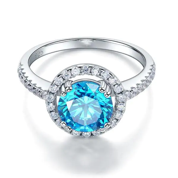Halo 2 Carat Blue Created Diamond Ring - Image 2