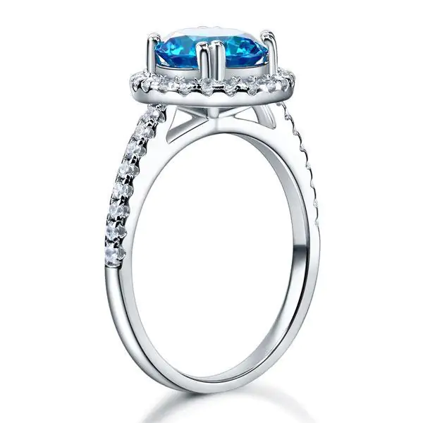 Halo 2 Carat Blue Created Diamond Ring - Image 4