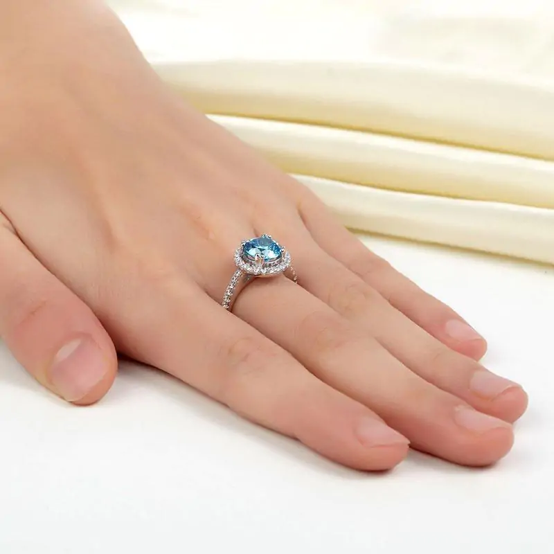 Halo 2 Carat Blue Created Diamond Ring - Image 5