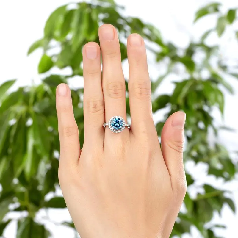 Halo 2 Carat Blue Created Diamond Ring - Image 6