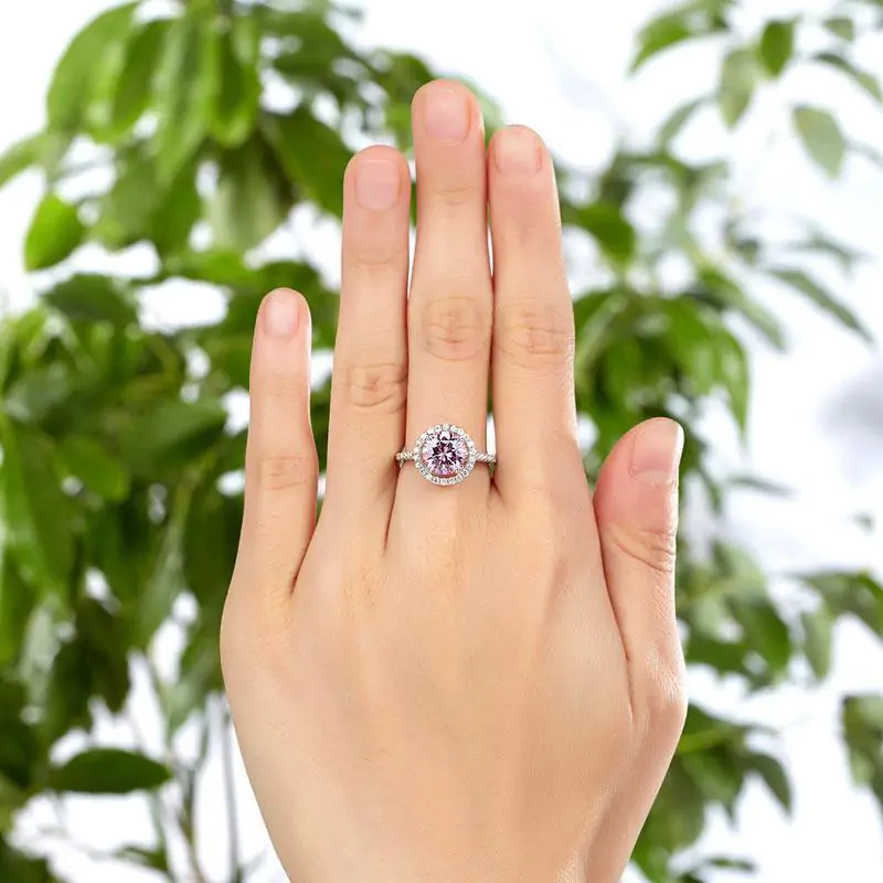 Halo Ring 2 Carat Pink Created Diamond - Image 5