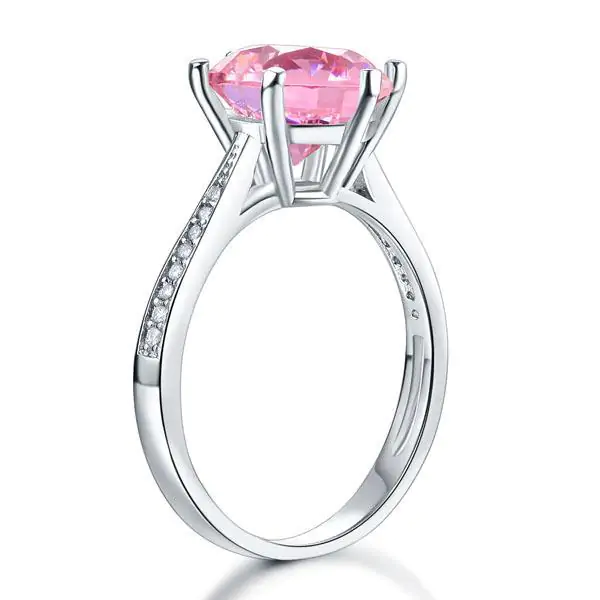 Pink 3 Carat Created Diamond Ring - Image 2