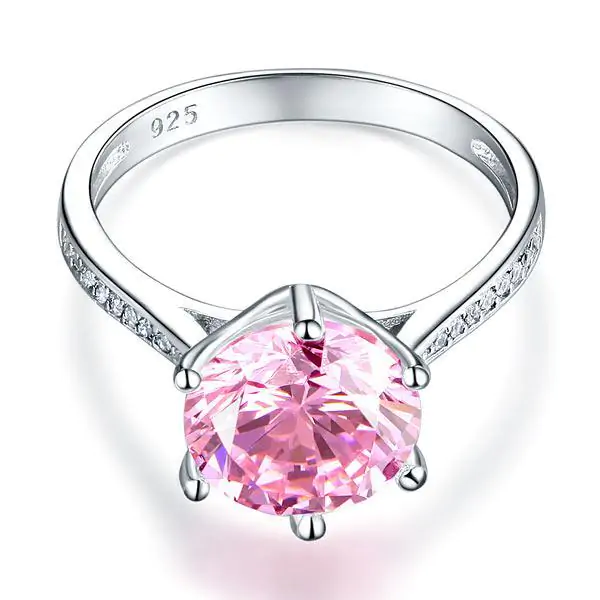 Pink 3 Carat Created Diamond Ring - Image 3