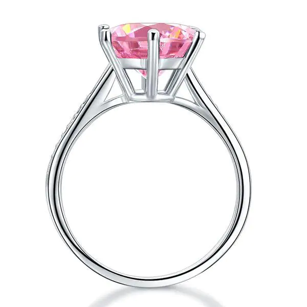 Pink 3 Carat Created Diamond Ring - Image 4