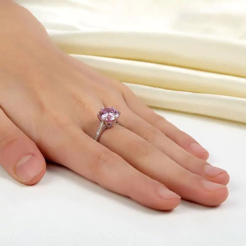 Pink 3 Carat Created Diamond Ring - Image 5