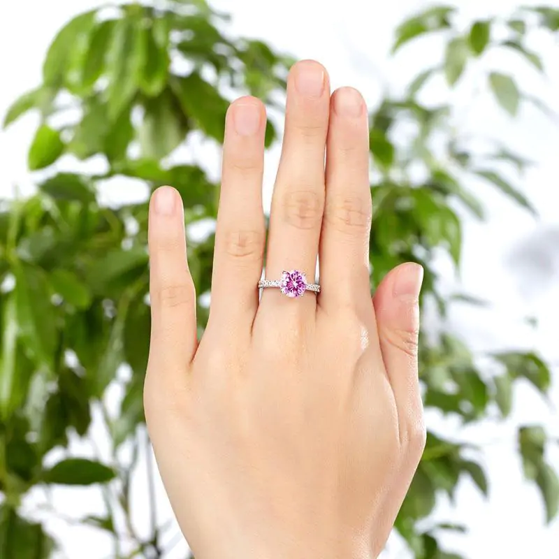 2 Carat Pink Created Diamond Ring - Image 6