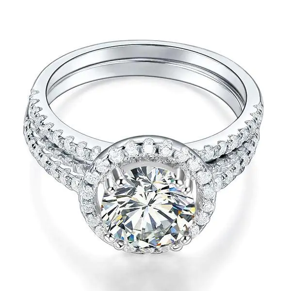 Halo Ring Set 2 Carat Created Diamond - Image 2