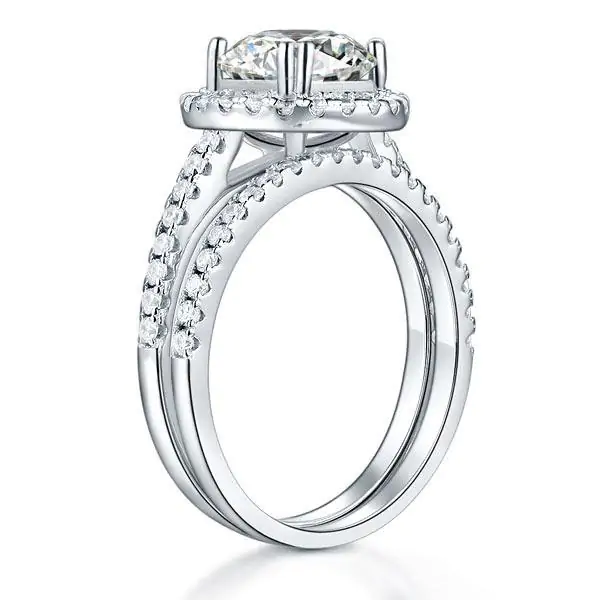 Halo Ring Set 2 Carat Created Diamond - Image 3