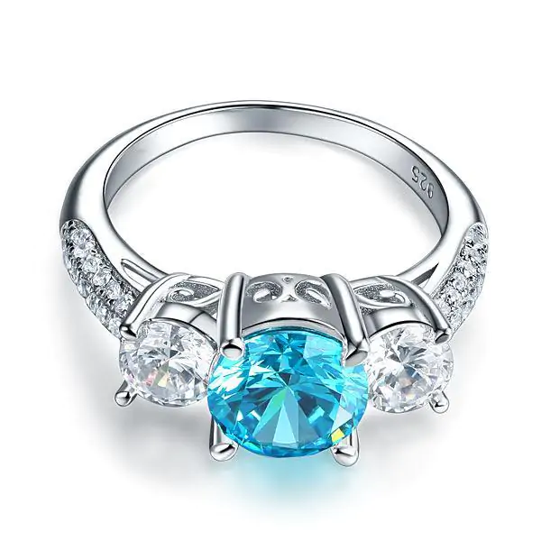 2 Carat Created Blue Diamond Vintage Style Ring - Image 3