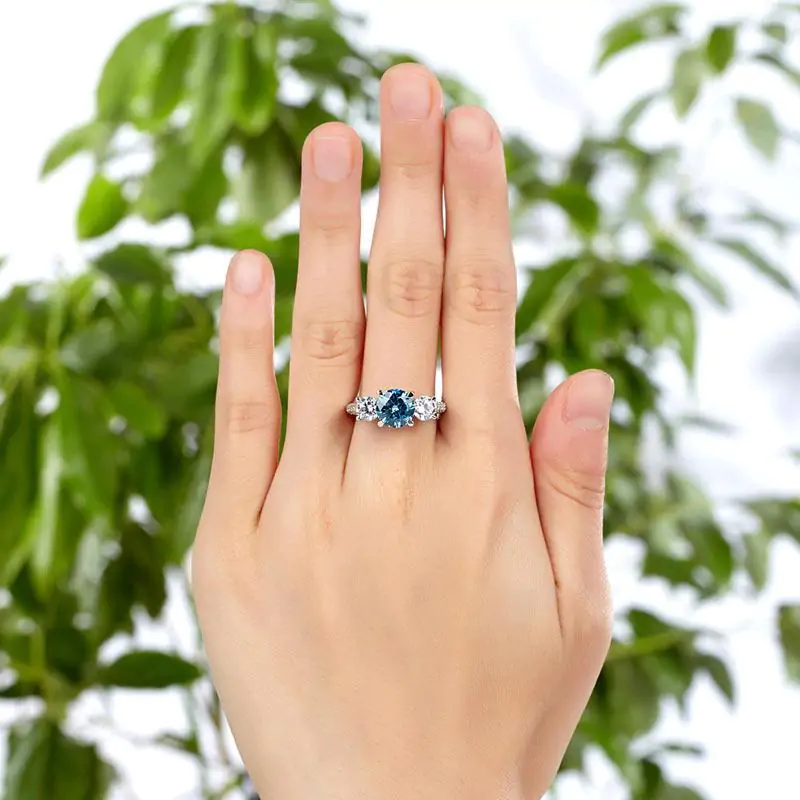 2 Carat Created Blue Diamond Vintage Style Ring - Image 6