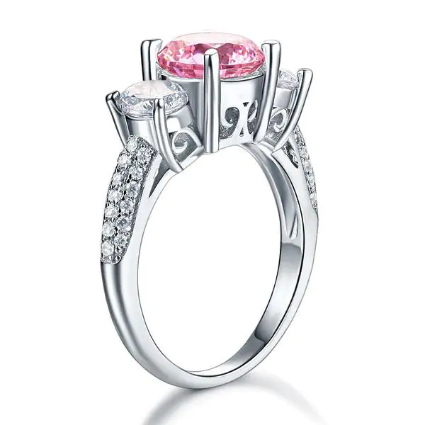 2 Carat Fancy Pink Created Diamond Vintage Style Ring - Image 4