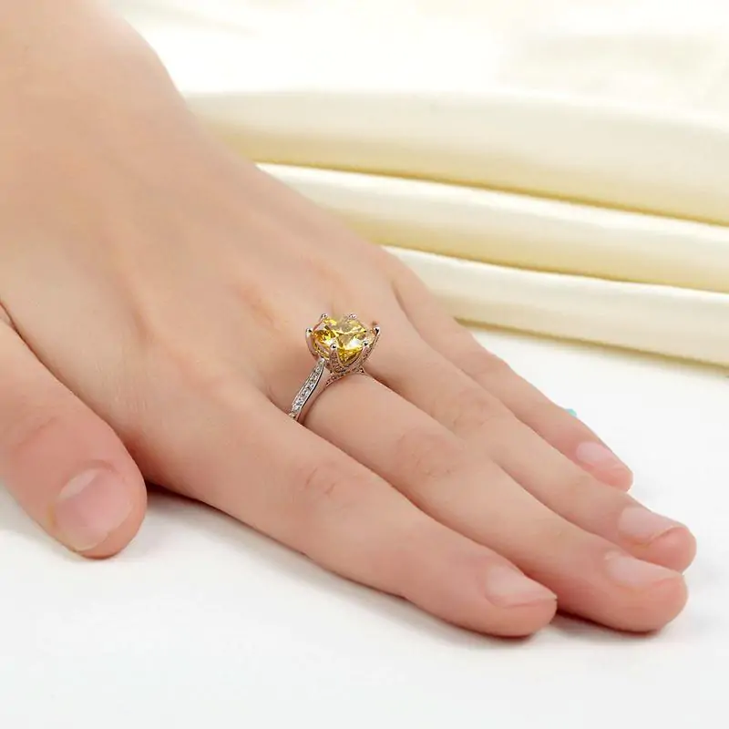 3 Carat Yellow Canary Created Diamond Ring - Image 6