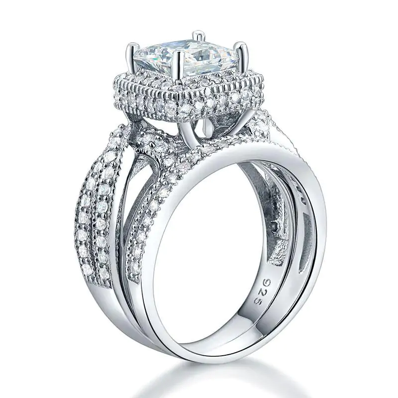Vintage Style Ring Set Princess Cut - Image 2