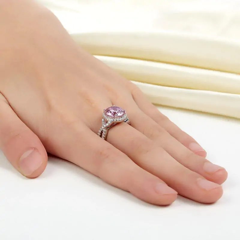 3 Carat Fancy Pink Created Diamond Ring - Image 5