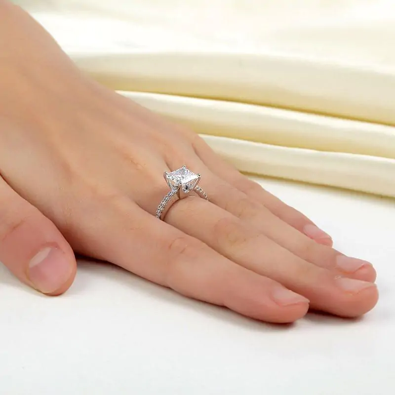 1.5 Ct Princess Cut Created Diamond Ring - Image 7