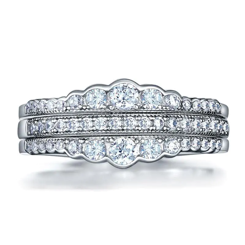 Solid 925 Sterling Silver Ring Set 3-Pieces - Image 2