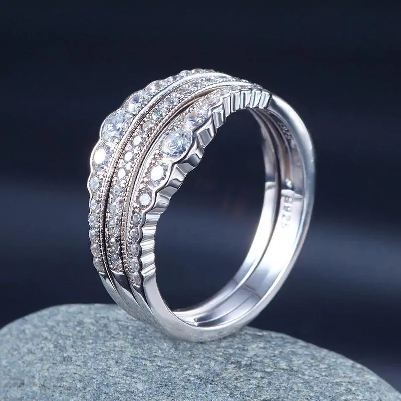 Solid 925 Sterling Silver Ring Set 3-Pieces - Image 6