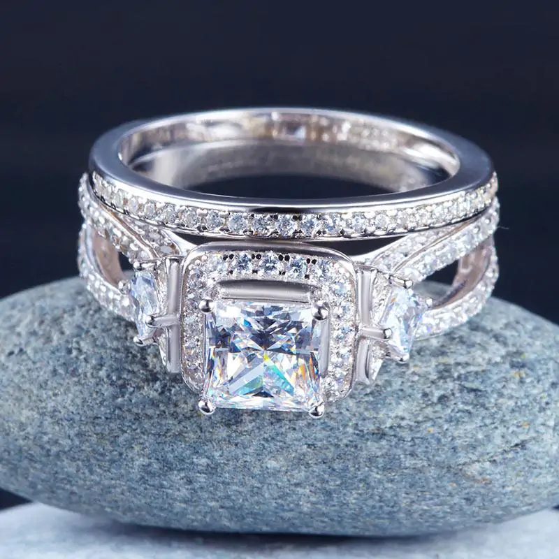 Princess Cut 925 Sterling Silver Ring - Image 6